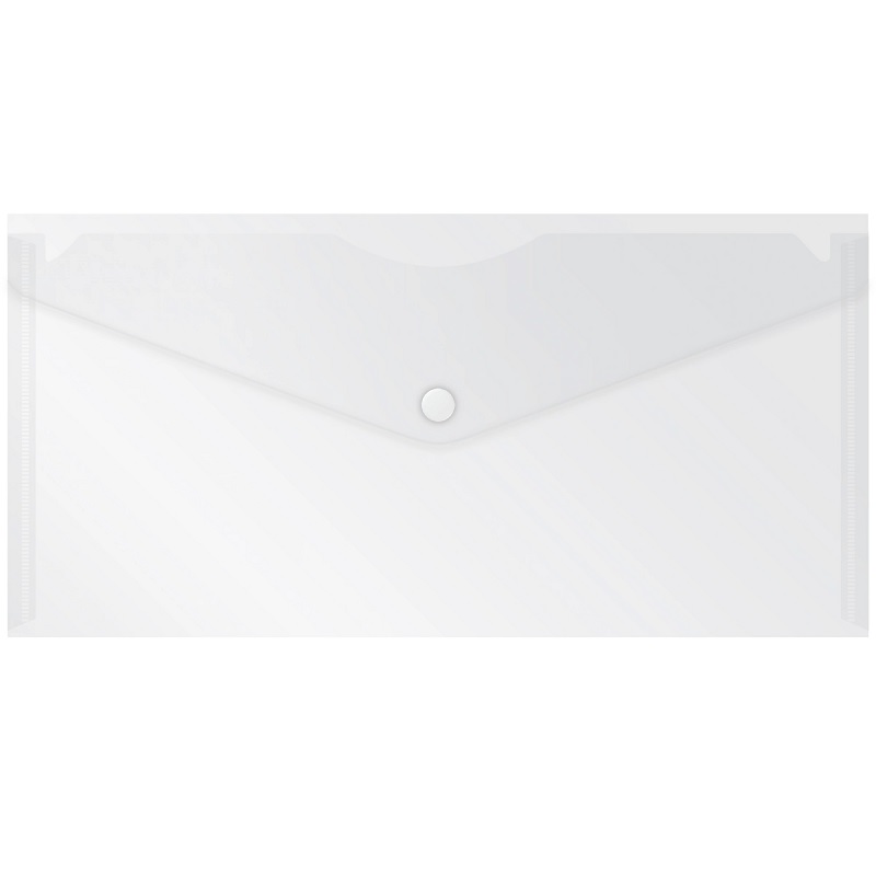 Папка на кнопке Евро (130х250) пласт., прозрачн, кнопка белая