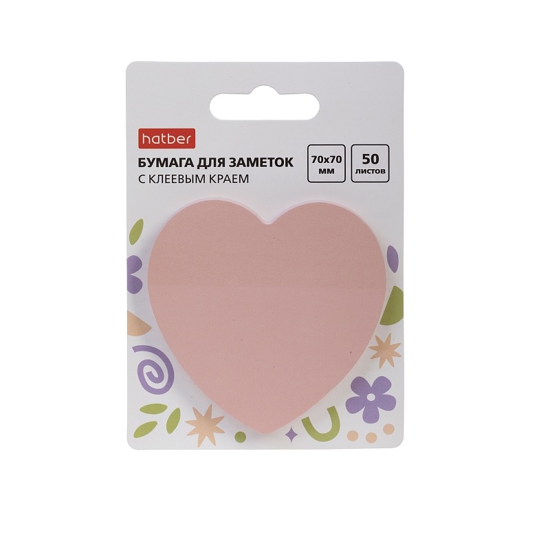 Клейкий блок "Сердце" Hatber, 50лист. 