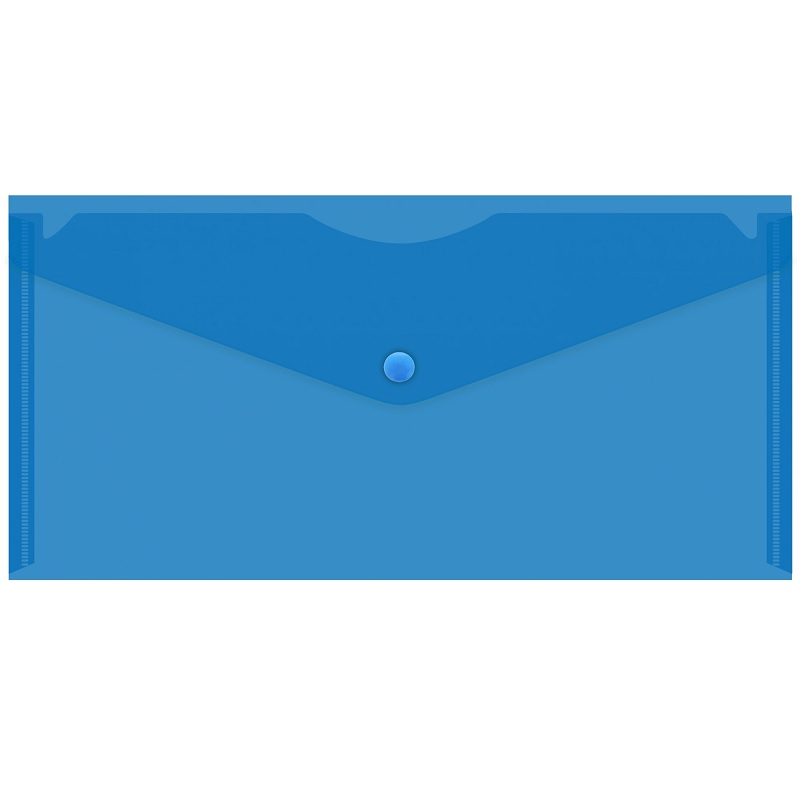 Папка на кнопке Евро (130х250) пласт., синий, кнопка голубая