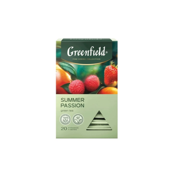Чай  20 пак. Гринфилд Самма Пэшн пирам.1,8г, зелен.+манго,личи,клубника/8