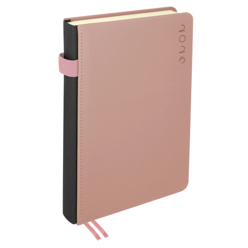 2026/Ежедневник А5 BRAUBERG Essential, 138*213, под кожу, держатель, твердый, розовый