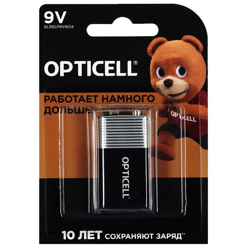 Эл.пит. 6LR61 9V/(alkaline) OPTICELL Basic 1 шт./10
