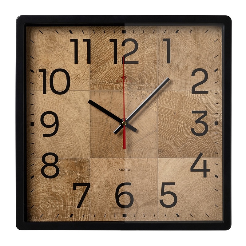 Часы настенные квадрат "Рубин. Фактура" 30х30см., черный