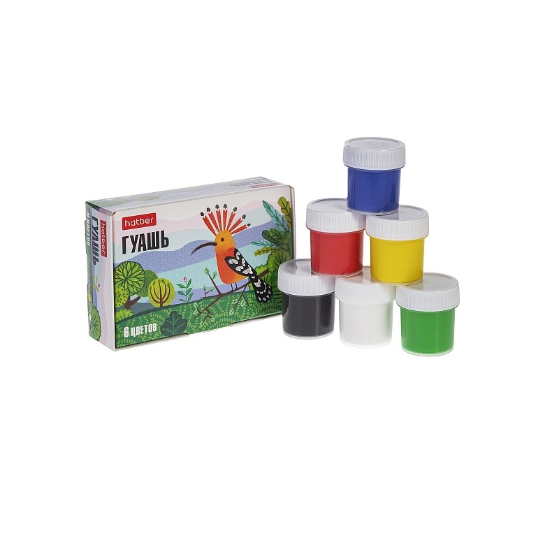 Гуашь 06 цв. по  20 мл. "Хатбер" Colora, карт.кор./