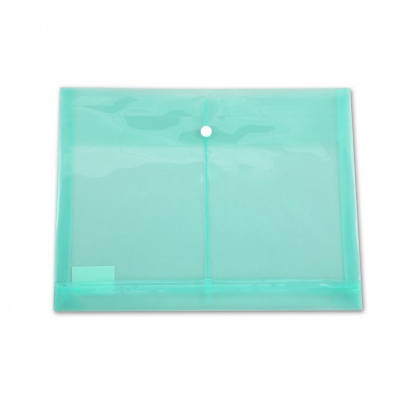 Папка на кнопке А4 пластик (0,18мм), Бюрократ, расшир., зеленая