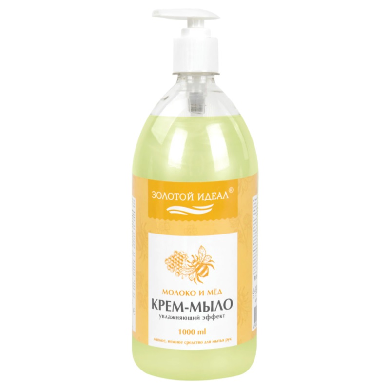 Крем-мыло 1л. "Золотой идеал", Молоко и мед, дозатор