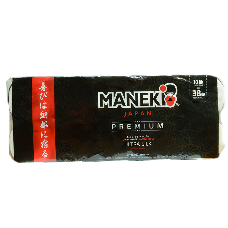 Бумага туалетная Maneki 3-сл.аром.Жасмина(в упак.10 рул.), 30м, черн.дизайн/10