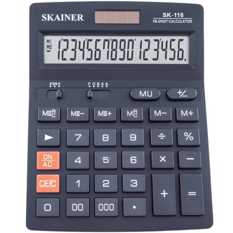 Калькулятор 16 раз. (140х176х45) SKAINER / SK-116/ черн.