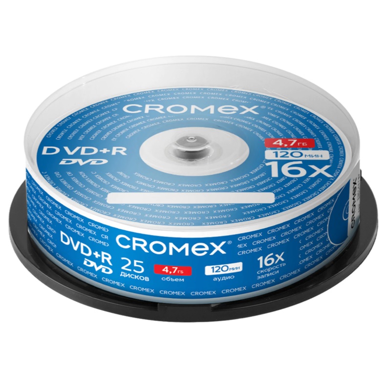Диск DVD+R Cake Box  25шт. 4.7Gb 16x  Cromex