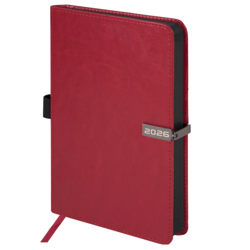 2026/Ежедневник А5 BRAUBERG Inspiration, 138*213, под кожу, цв.срез, красный