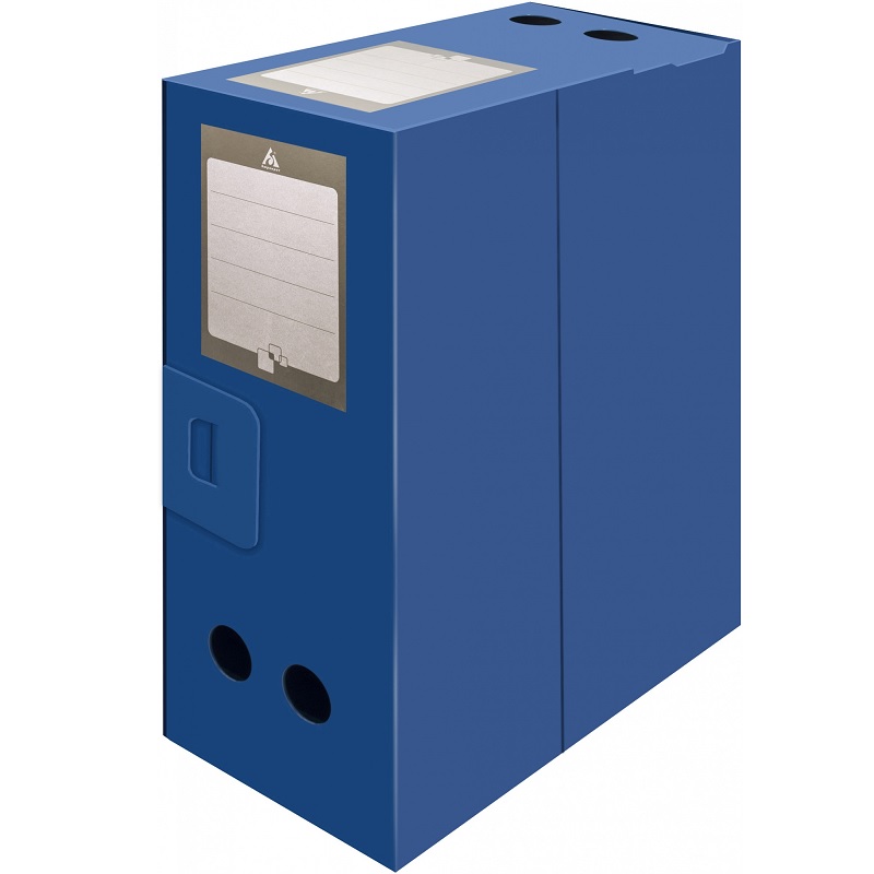 Короб архивный пластик. 120мм. Бюрократ, на застежке, пластик 1мм, синий
