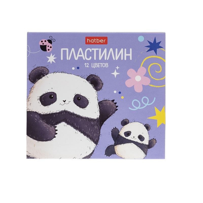 Пластилин 12 цв.    180г.  "Хатбер"Плюшевые панды"