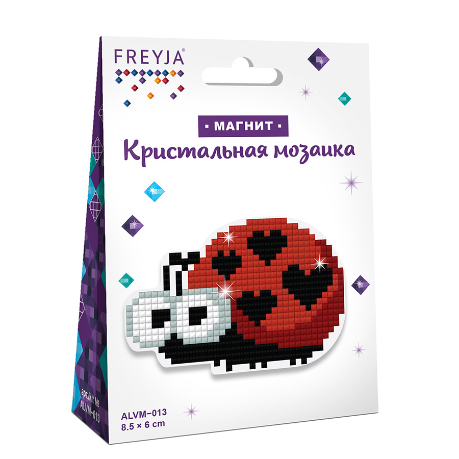 Мозайка Кристальная алмазная "Фрея" Божья коровка магнит 8,5х6см