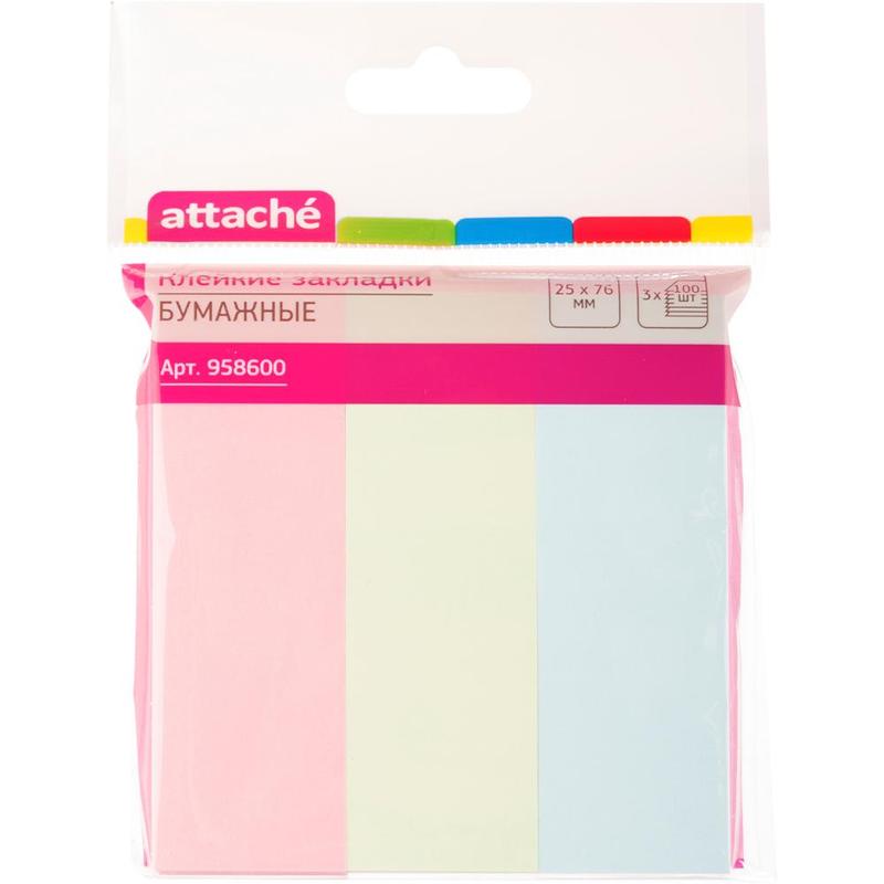 Закладки сам. бум. Attache (25*76-3*100л.) паст./24