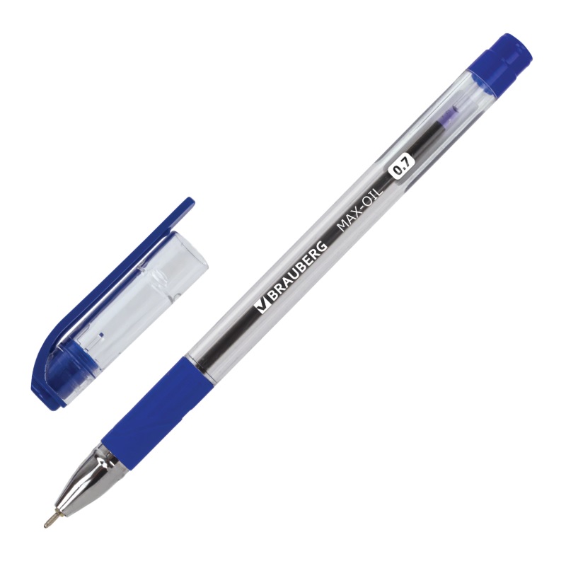 Ручка шар. син. 0,7мм Brauberg Max-Oil, игольч.уз.,линия 0,35мм, грип