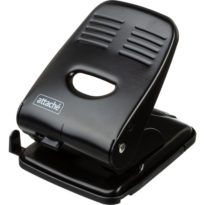 Дырокол на  40л. Attache метал.,черный, с линейкой /