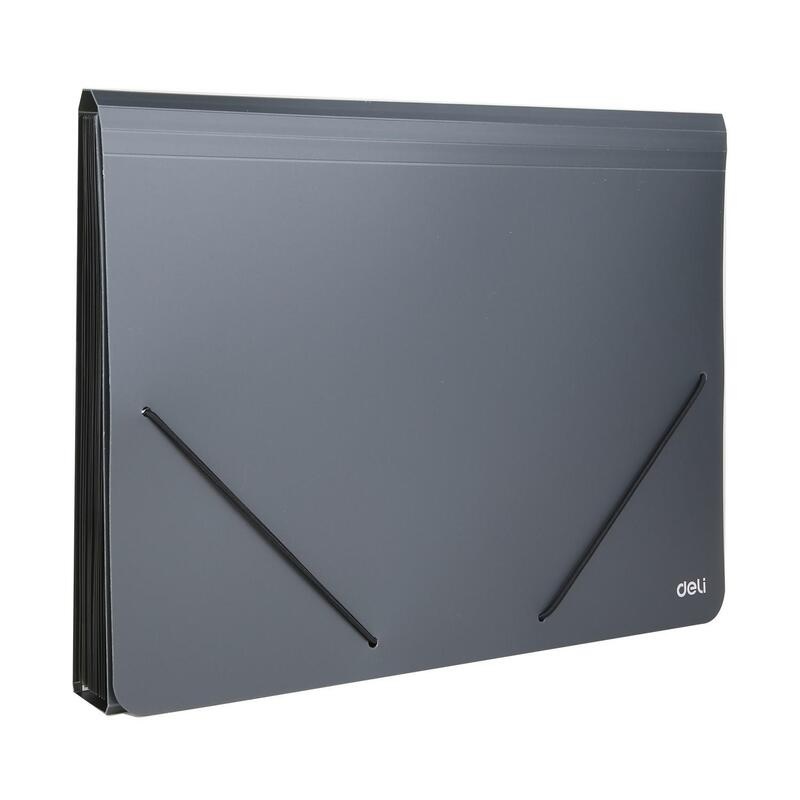 Папка на резинке 13 отд. А4 "Deli Start", 0,75мм, пластик, черная