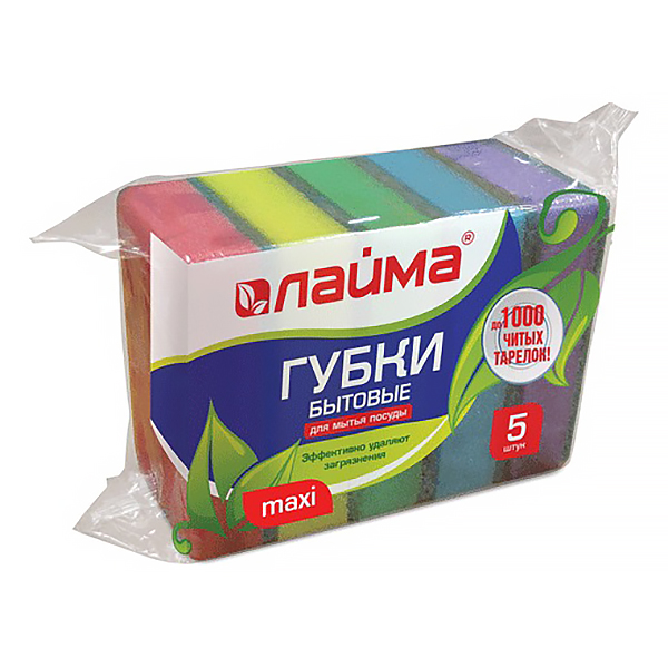 Губка д/посуды "Лайма" в.27мм, 5шт./уп.