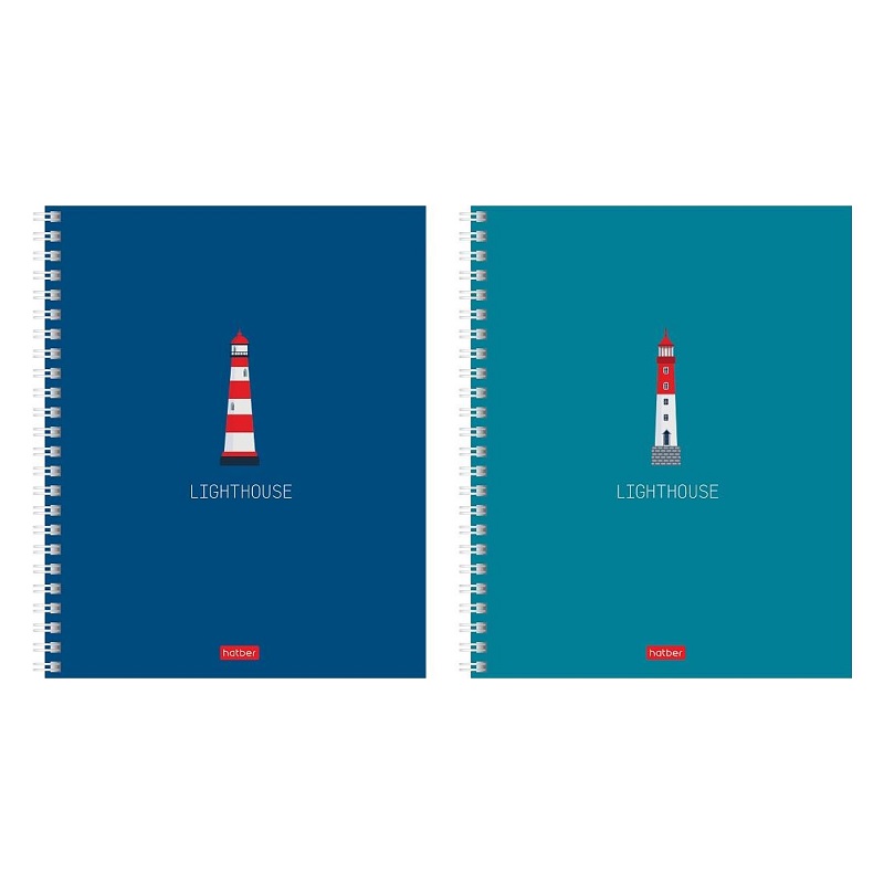 Тетрадь  А5  96л. кл. спир. "Хатбер"Lighthouse", ламин. Soft-touch, 2 дизайна 