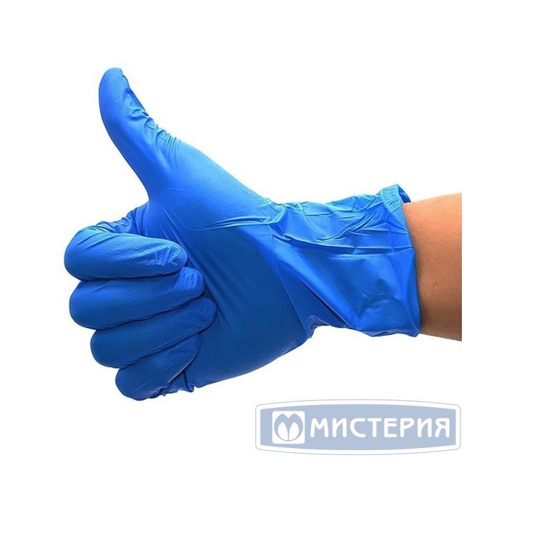 М/Перчатки Мистерия нитрил НЕОПУДР р. L 50пар/уп/синие