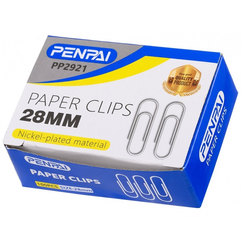 Скрепки метал. 28 мм никел. карт.уп. (100шт)