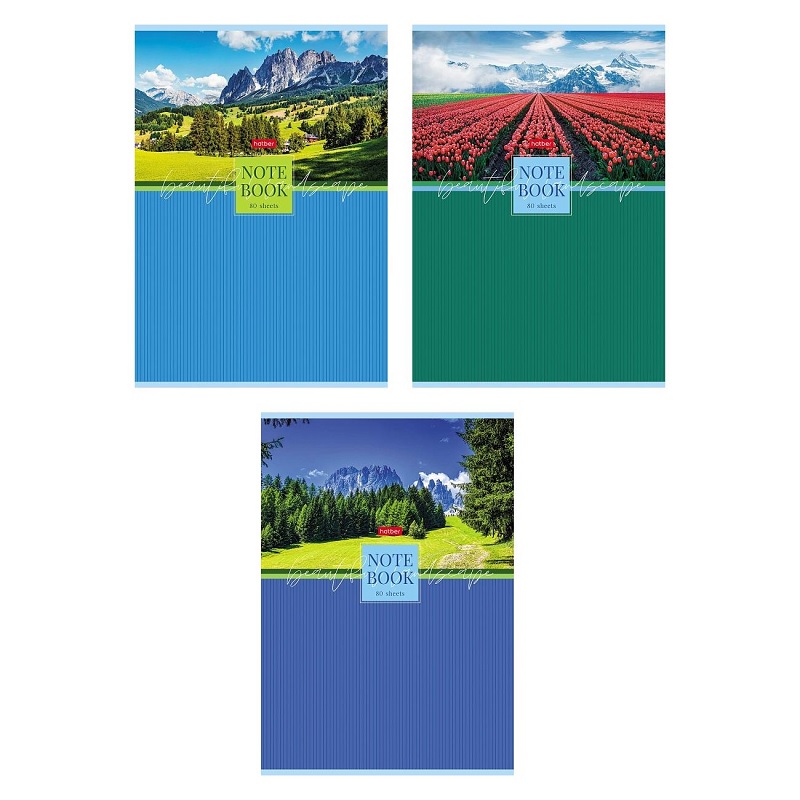 Тетрадь  А4  80л. кл. скоба "Хатбер" Живописные пейзажи" 3 дизайна