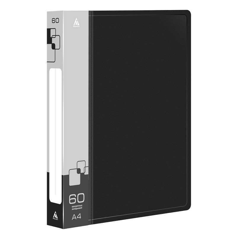 Папка с мультиф. 60 л. Бюрократ, пластик 700мкм, черная