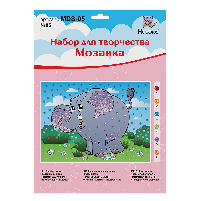 Мозайка "Hobbius"Слон", 19,5x26,5 см №05