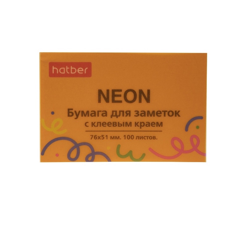 Блок с кл.сл.51*76 Hatber 100л., неон. оранжевый