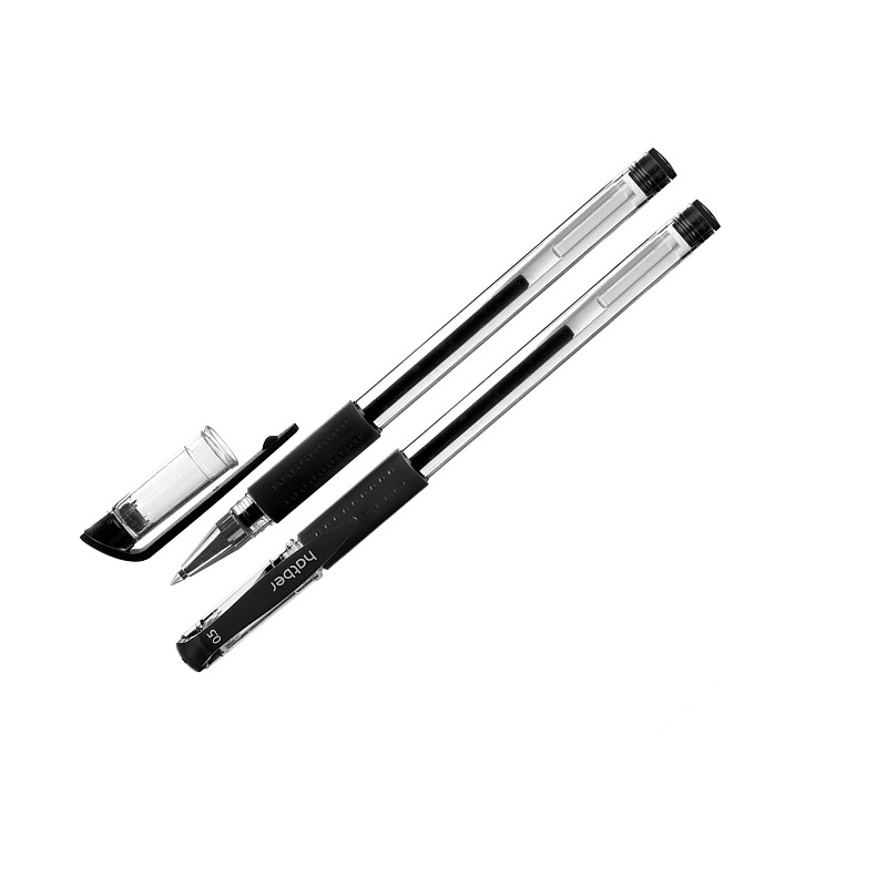 Ручка гел. черн. 0,5мм Hatber Test, c резин. грипом/12