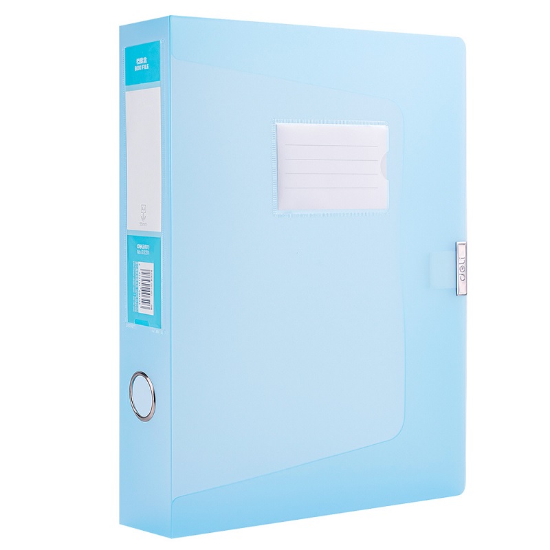 Короб архивный пластик Deli 55мм. А4, липучка, перепл.кореш. синий