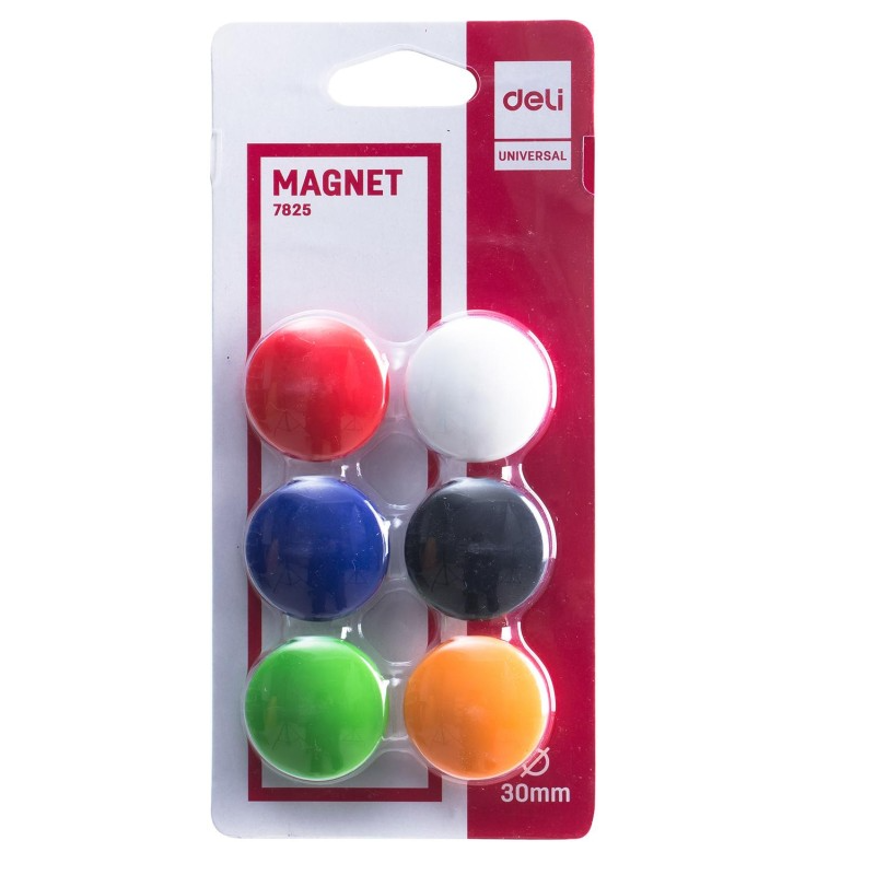 Магнит  06 шт. 30мм, круглые Deli, ассорти