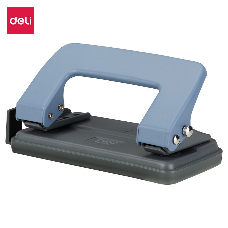 Дырокол на  10л. Deli, на 2 отв, металл., синий