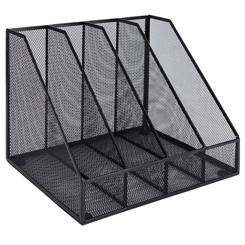 Лоток верт. сборный 4 сек. Deli, металл, сетка, черный