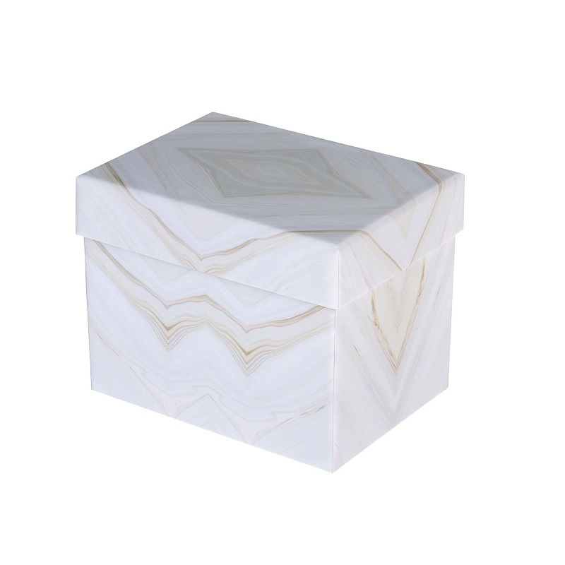 Коробка картонная с крышкой 125х90х100 мат.ламин, Мрамор