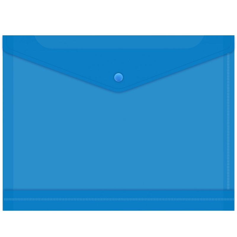 Папка на кнопке А4 пластик (0,18 мм), Бюрократ, расшир.,синяя