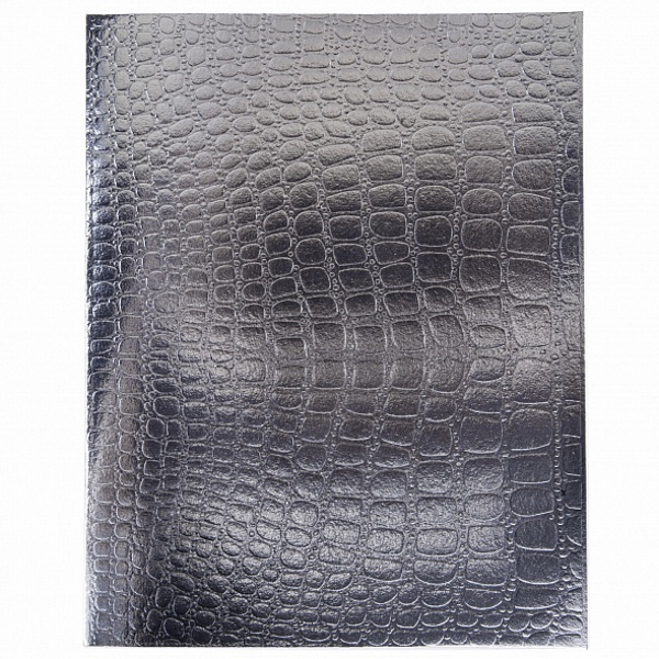 Тетрадь  А5  48л. кл. скоба "Хатбер"бумвинил, Metallic тиснение Croco серебро