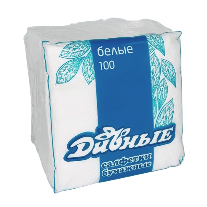 Салфетки 1 сл.(упак 100шт.) ДИВНЫЕ, белые/32