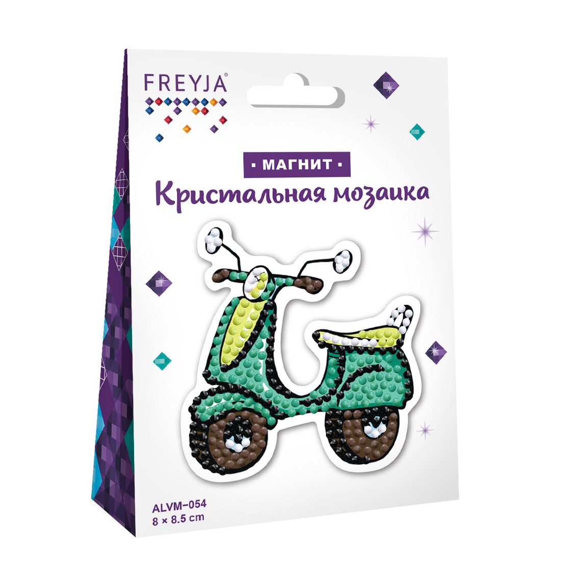 Мозайка Кристальная алмазная "Фрея" Мотороллер магнит 8х8,5см
