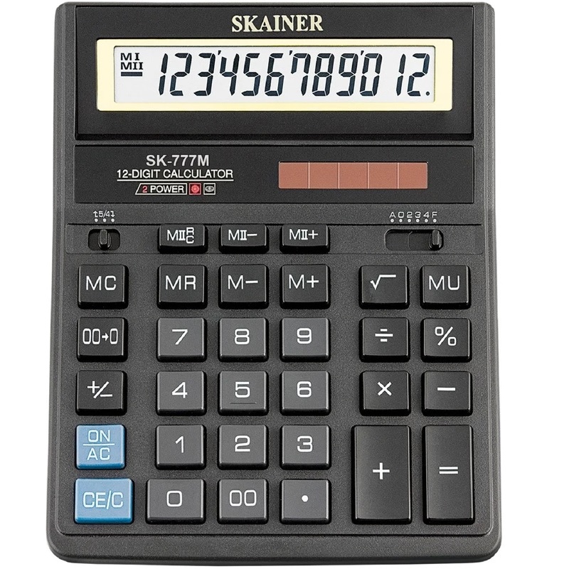 Калькулятор 12 раз. (157*200*32) SKAINER / SK-777M / черн.