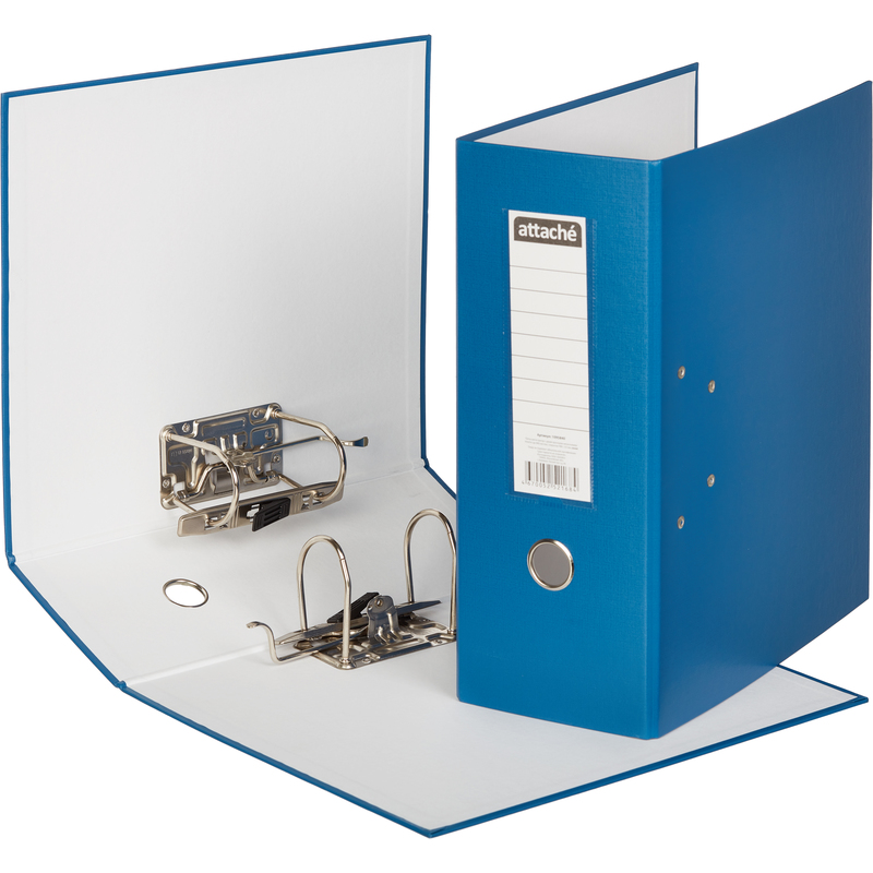 Регистратор Attache  125 мм с двумя арочными механизмами, б/мет./уг., синий