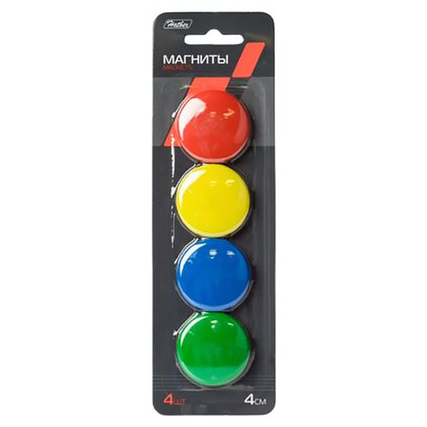 Магнит  04 шт. 40мм Hatber ,цв.
