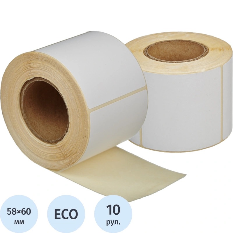 Термоэтикет лента 58*60 (d 40 мм. 410шт.) бел./60