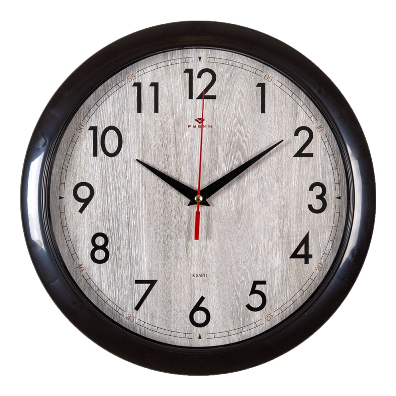 Часы настенные круг "Рубин. Структура дерева" 29см., коричневый 