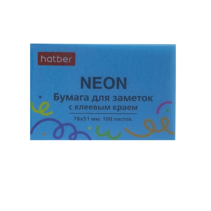 Блок с кл.сл.51*76 Hatber 100л., неон. голубой