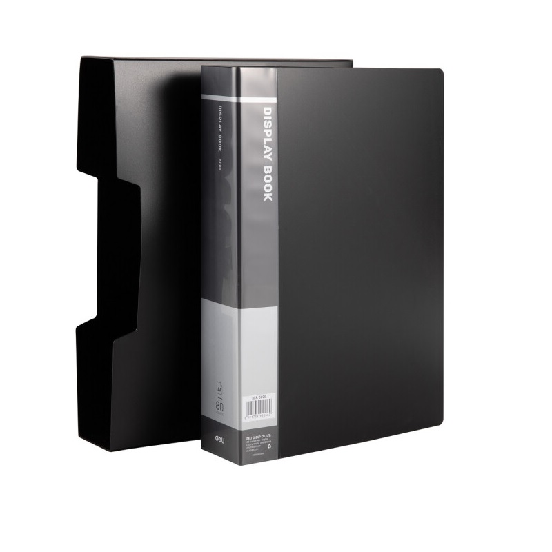 Папка с мультиф. 80 л. Deli Start Plus, пластик 1мм, черная в коробе