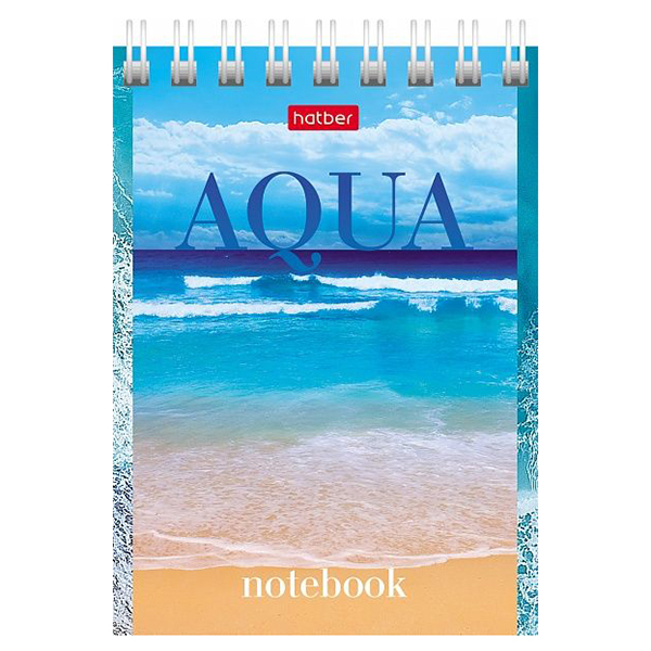 Блокнот  А7 060 л. , спираль "Hatber" AQUA, 6 дизайнов