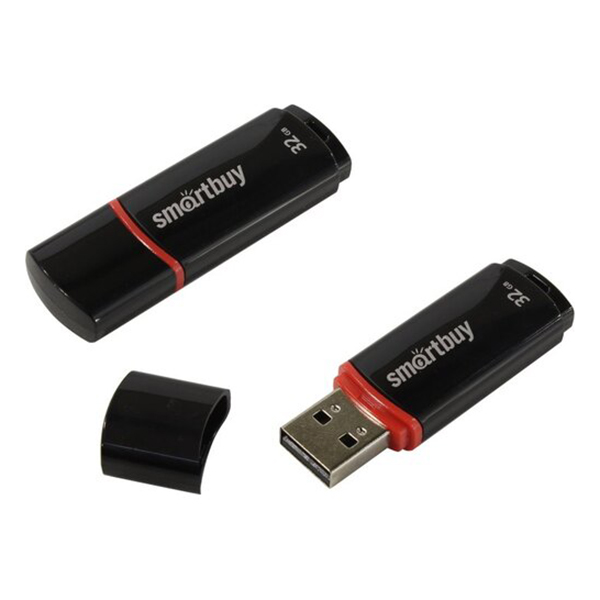 Память USB 2.0 FlashDrive 32GB Smartbuy Crown, черн.