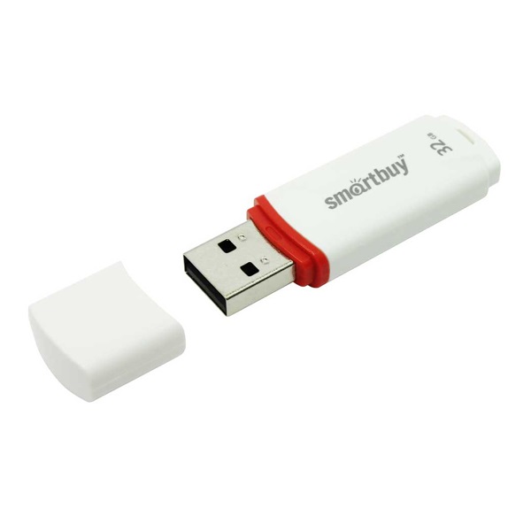 Память USB 2.0 FlashDrive 32GB Smartbuy Crown, белый