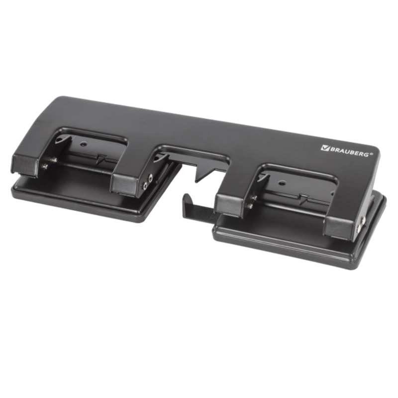 Дырокол регулир. на 2-4 отв. на 15л, Brauberg, черн., метал.